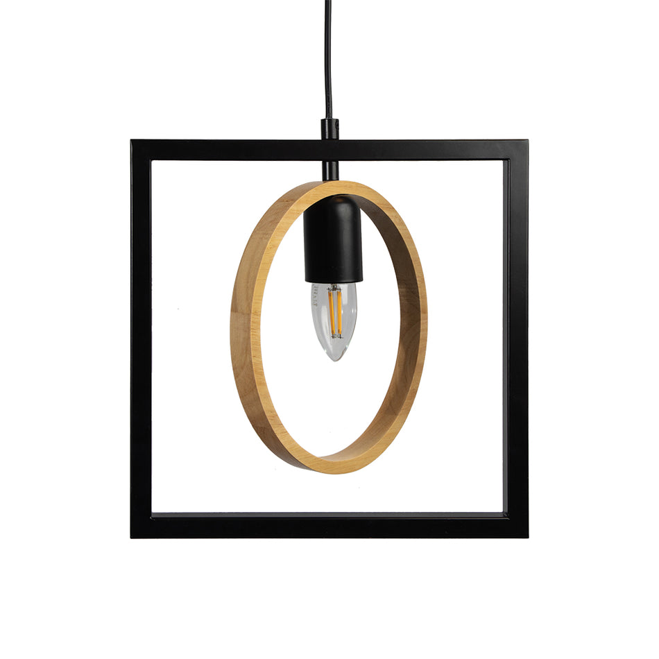 Finley 1 Light Ceiling Pendant black and wood