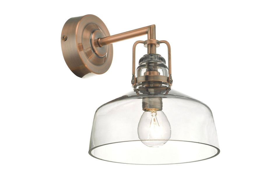 Miles Wall Light Antique Copper Smoked Glass