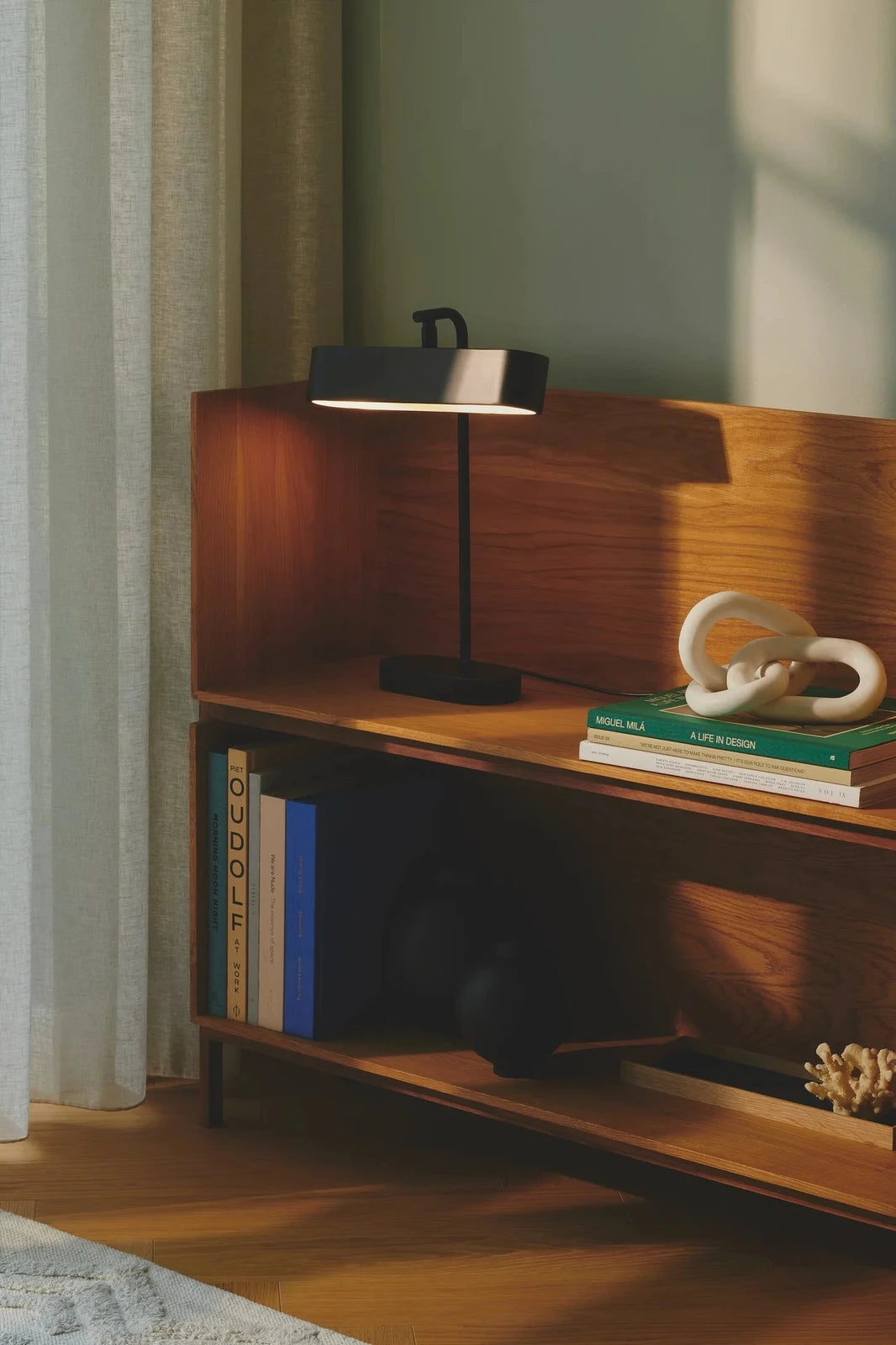 Merlin Black Modern Library Lamp