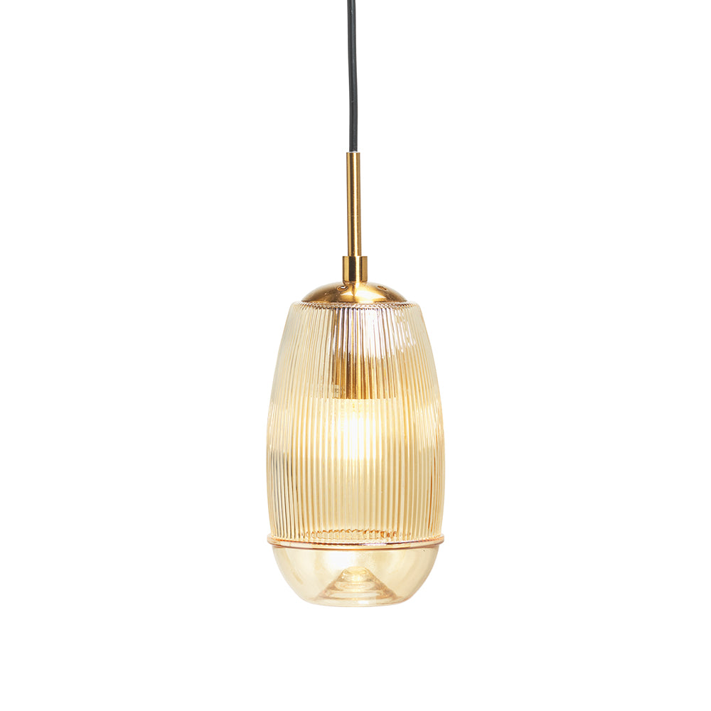 Cheb Ceiling Pendant Amber ribbed glass