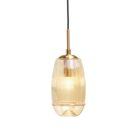 Cheb Ceiling Pendant Amber ribbed glass