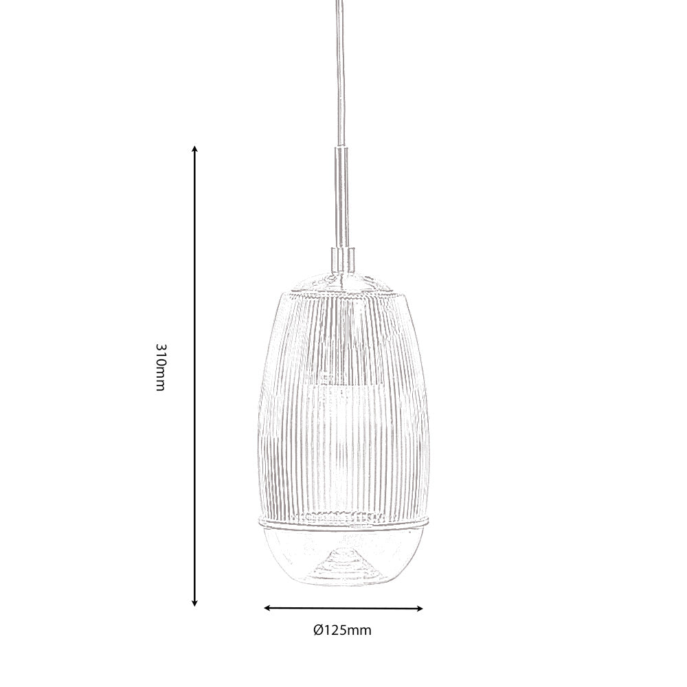 Cheb Ceiling Pendant Amber ribbed glass