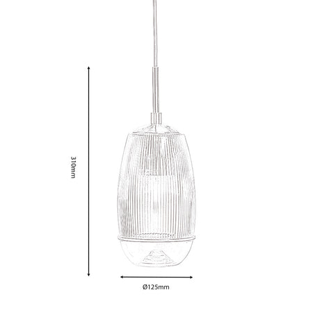 Cheb Ceiling Pendant Amber ribbed glass
