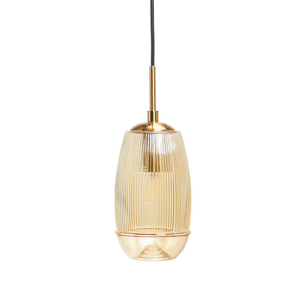 Cheb Ceiling Pendant Amber ribbed glass