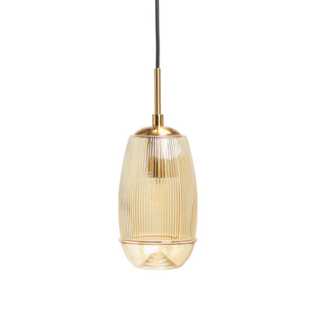 Cheb Ceiling Pendant Amber ribbed glass