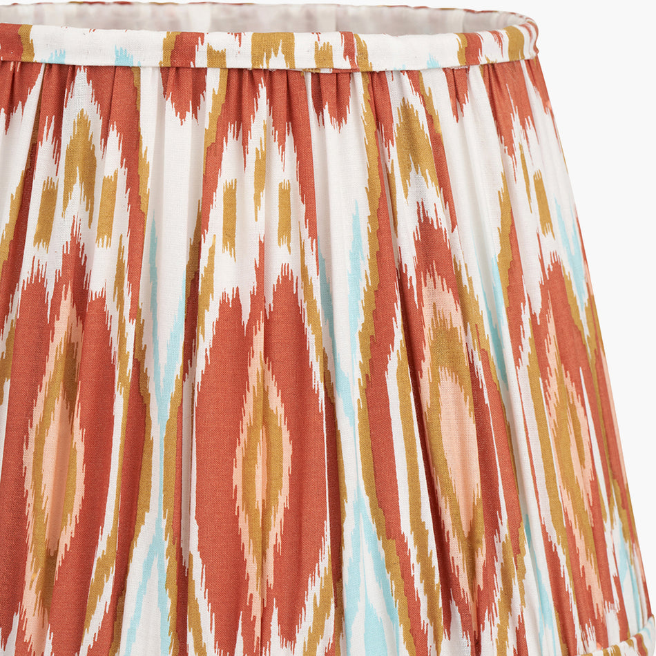 Izara Cinnamon Ikat Patterned Mushroom Pleat Tapered Lampshade