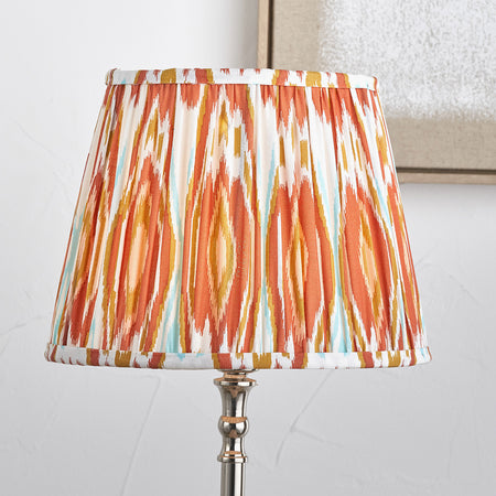 Izara Cinnamon Ikat Patterned Mushroom Pleat Tapered Lampshade