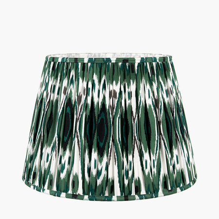 Izara Racing Green Ikat Patterned Mushroom Pleat Tapered Lampshade