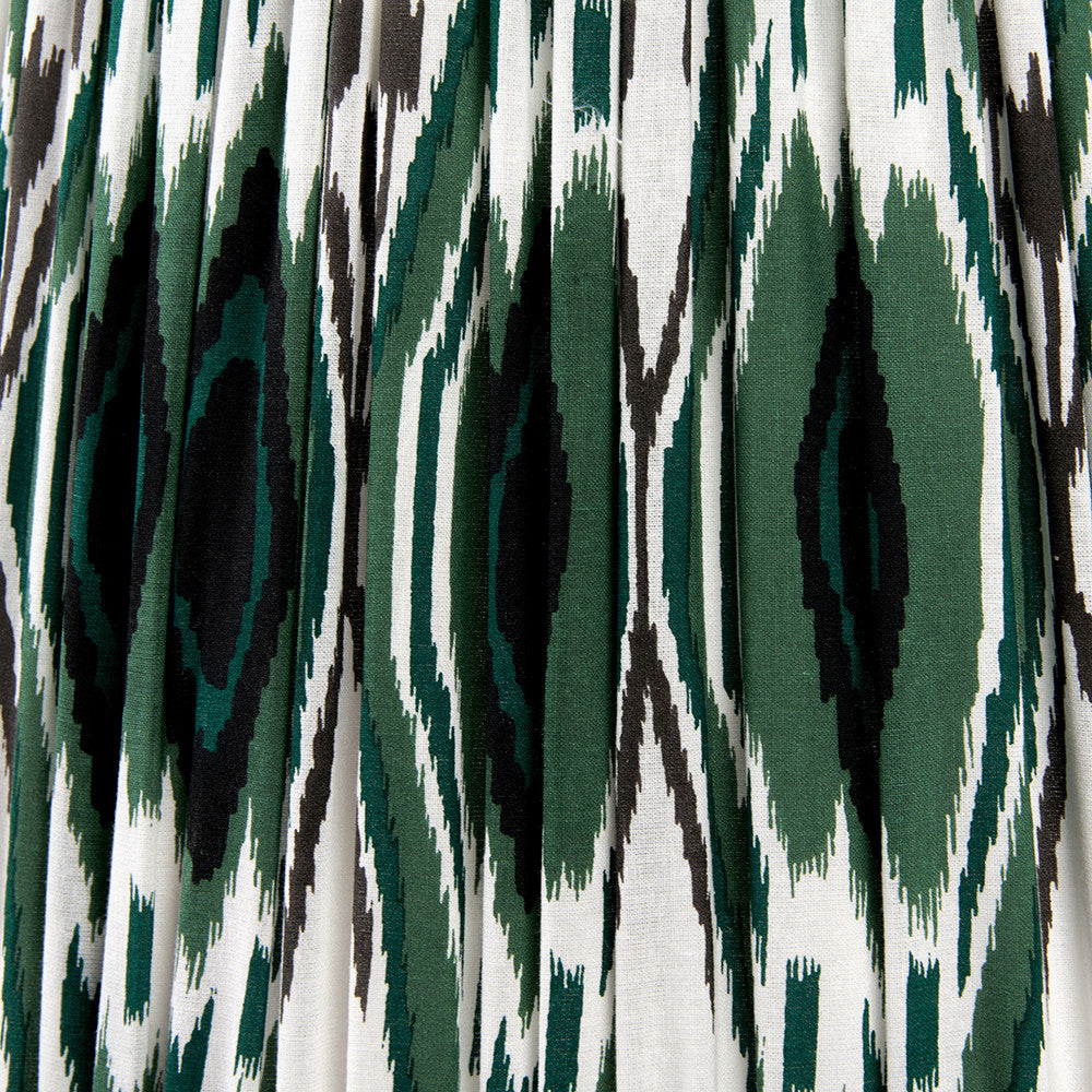 Izara Racing Green Ikat Patterned Mushroom Pleat Tapered Lampshade