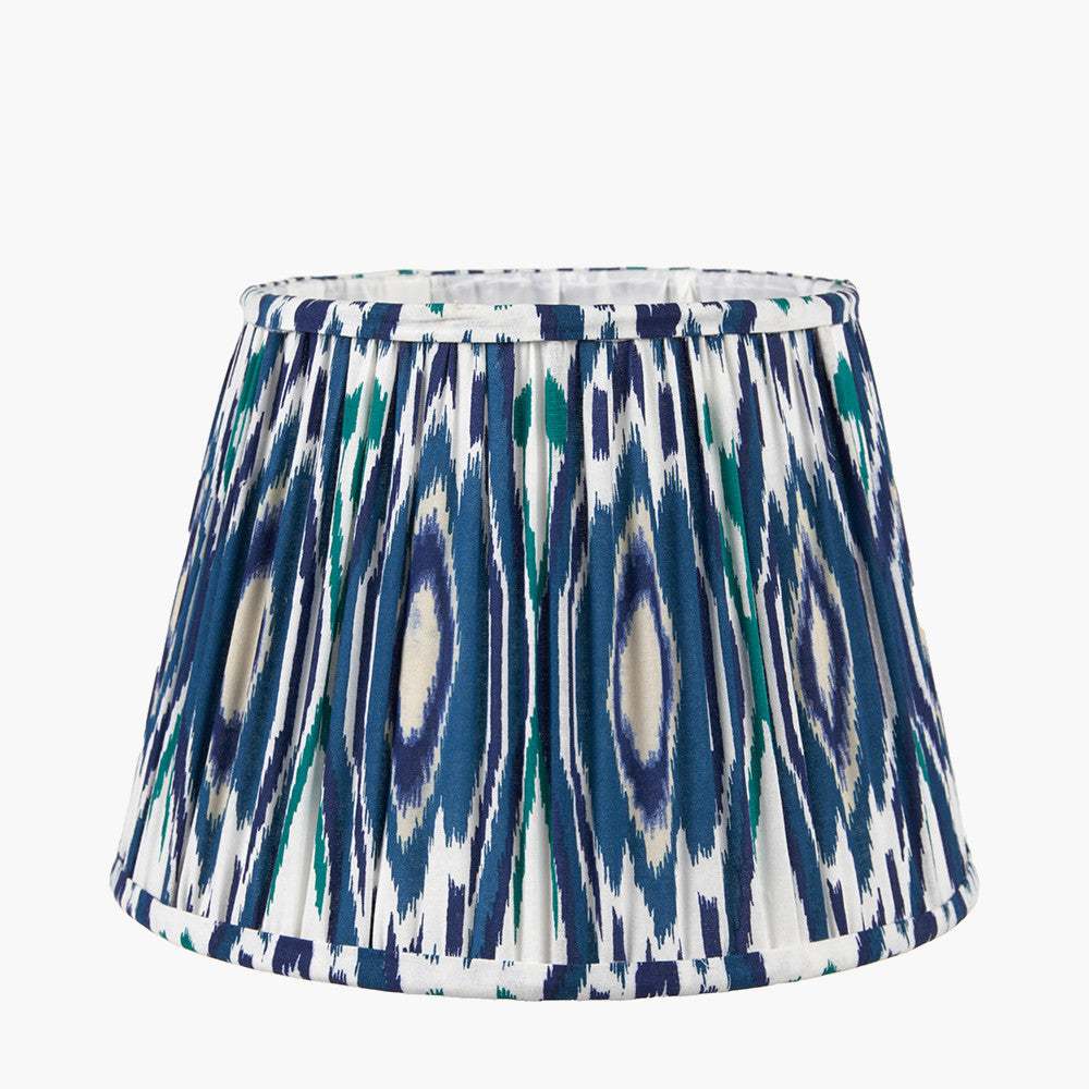 Izara Ocean Blue Ikat Patterned Mushroom Pleat Tapered Lampshade
