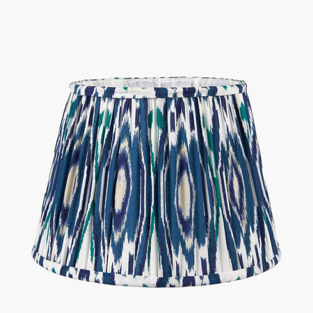 Izara Ocean Blue Ikat Patterned Mushroom Pleat Tapered Lampshade