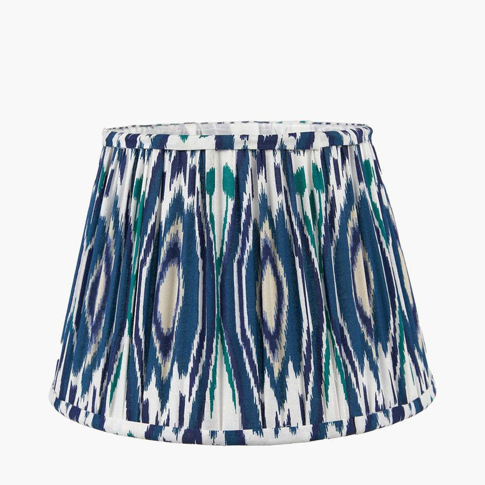 Izara Ocean Blue Ikat Patterned Mushroom Pleat Tapered Lampshade