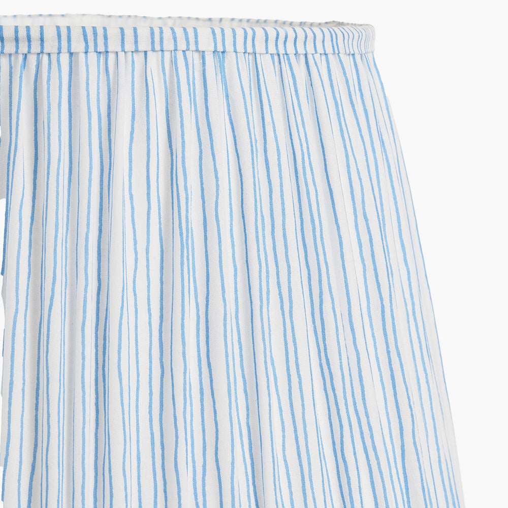 Thiago Ocean Blue Stripe Mushroom Pleat Tapered Lampshade