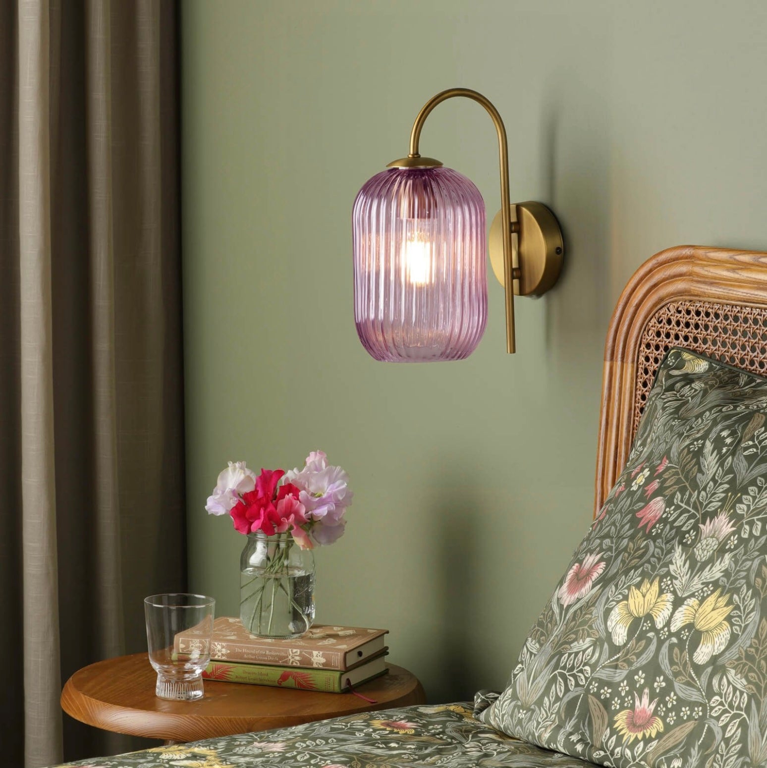 Sawyer Easy Fit Pendant pink Ribbed Glass