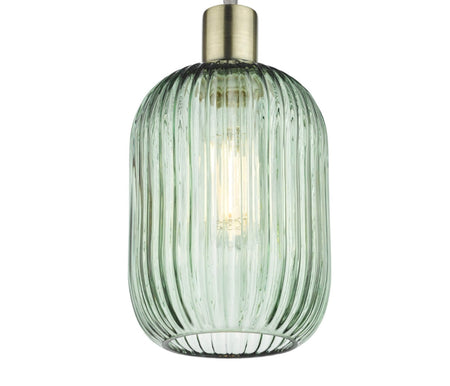 Sawyer Easy Fit Pendant Green Ribbed Glass
