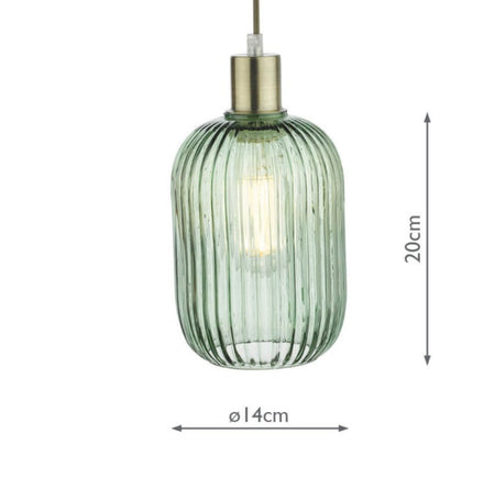 Sawyer Easy Fit Pendant Green Ribbed Glass