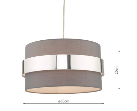 Oki Easy Fit Grey Ceiling Shade with Chrome Band