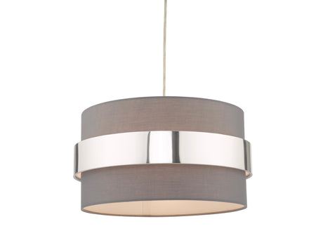 Oki Easy Fit Grey Ceiling Shade with Chrome Band