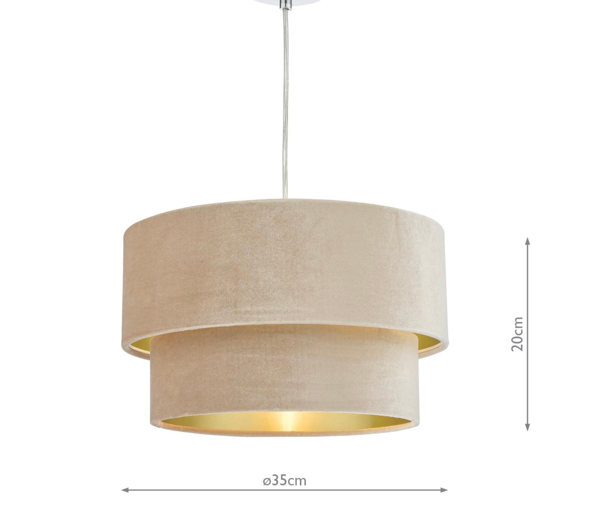 Suvan Easy Fit Tiered Velvet Shade Taupe With Gold lining