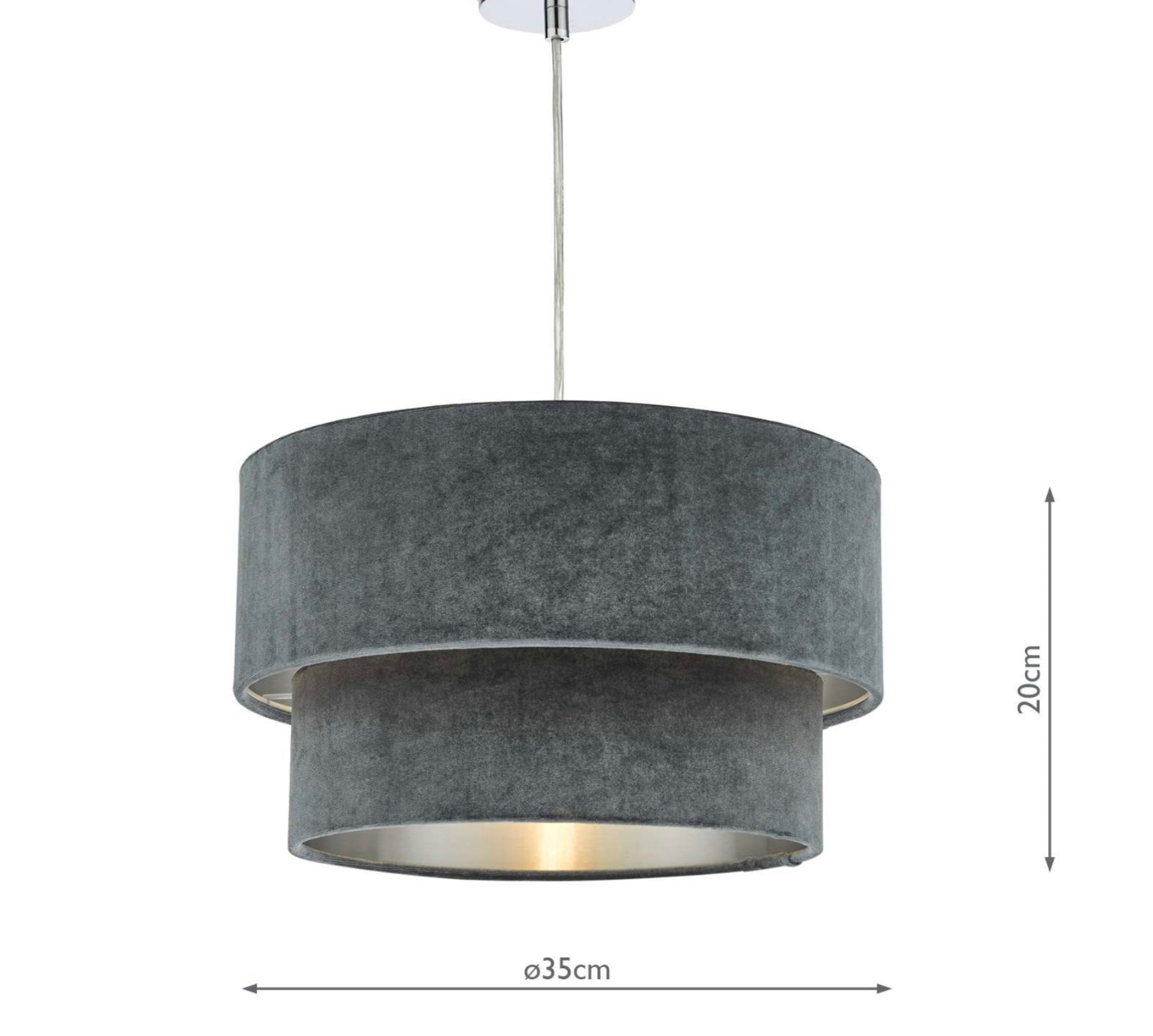 Suvan Easy Fit Tiered Velvet Shade Grey with silver lining