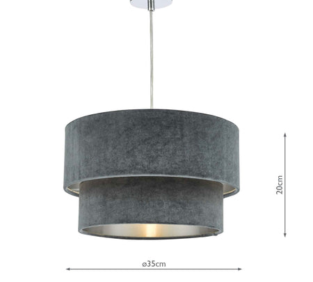 Suvan Easy Fit Tiered Velvet Shade Grey with silver lining