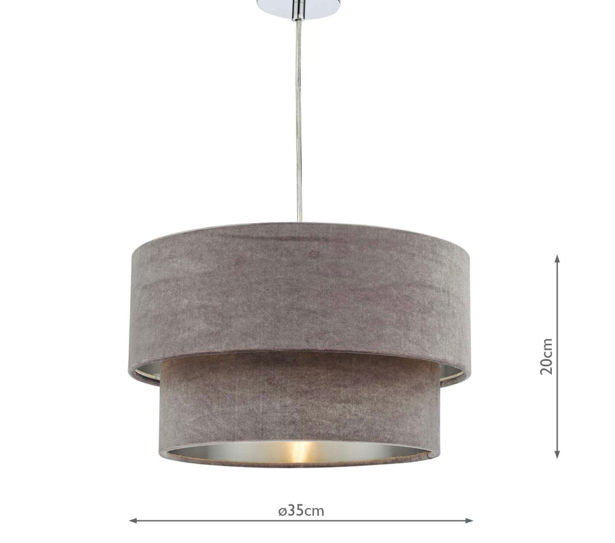 Suvan Easy Fit Tiered Velvet Shade mink with silver lining