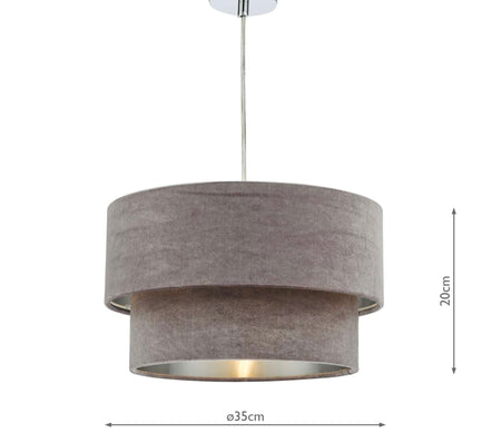 Suvan Easy Fit Tiered Velvet Shade mink with silver lining