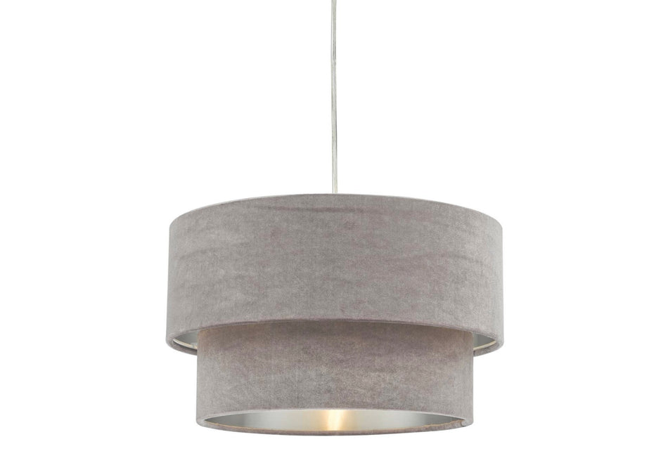 Suvan Easy Fit Tiered Velvet Shade mink with silver lining