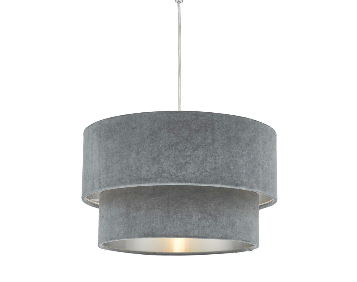 Suvan Easy Fit Tiered Velvet Shade Grey with silver lining