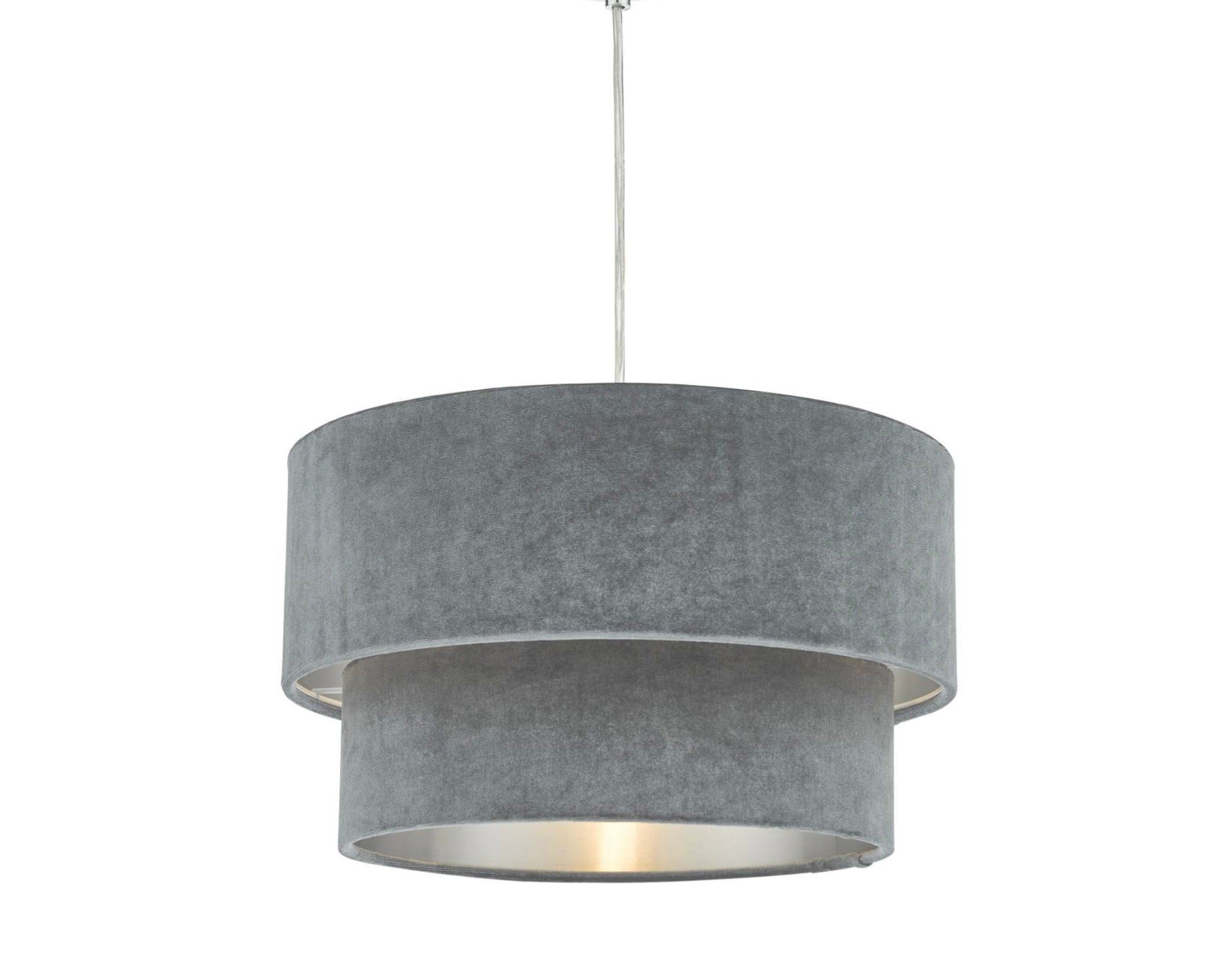 Suvan Easy Fit Tiered Velvet Shade Grey with silver lining