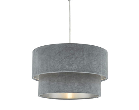 Suvan Easy Fit Tiered Velvet Shade Grey with silver lining