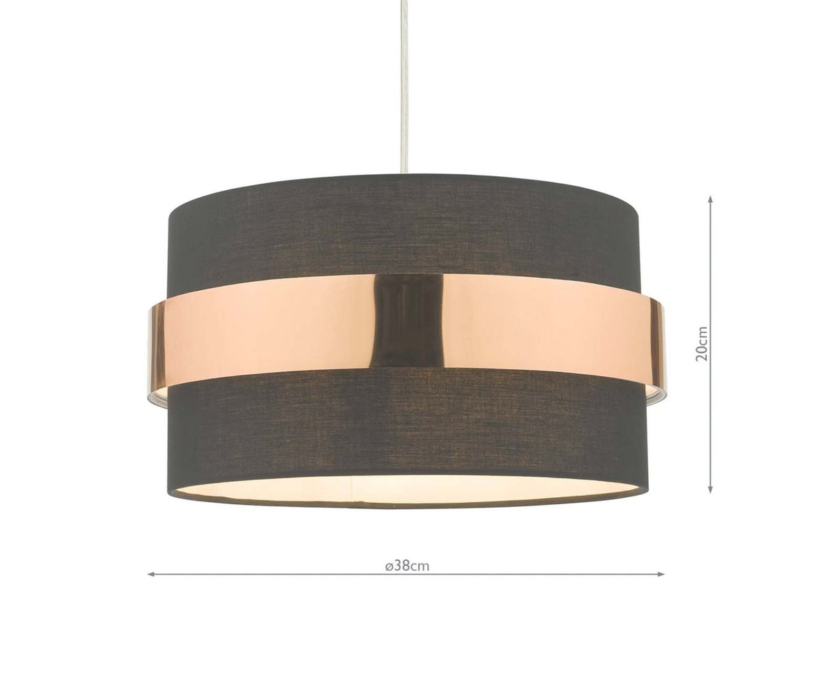 Oki Easy Fit Black Ceiling Shade with Copper Band