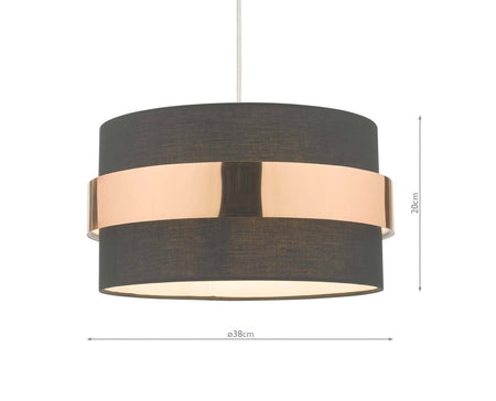 Oki Easy Fit Black Ceiling Shade with Copper Band