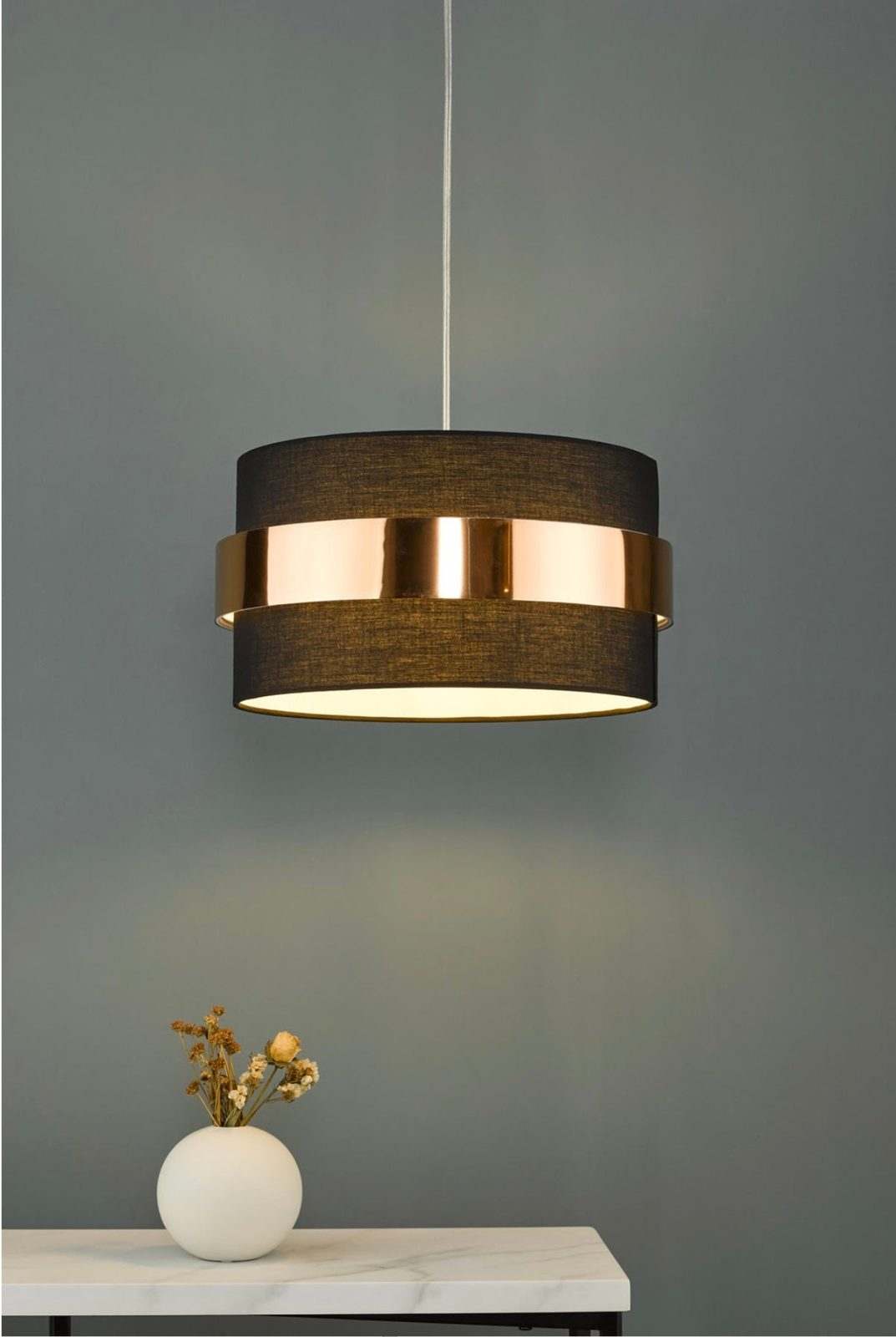 Oki Easy Fit Black Ceiling Shade with Copper Band