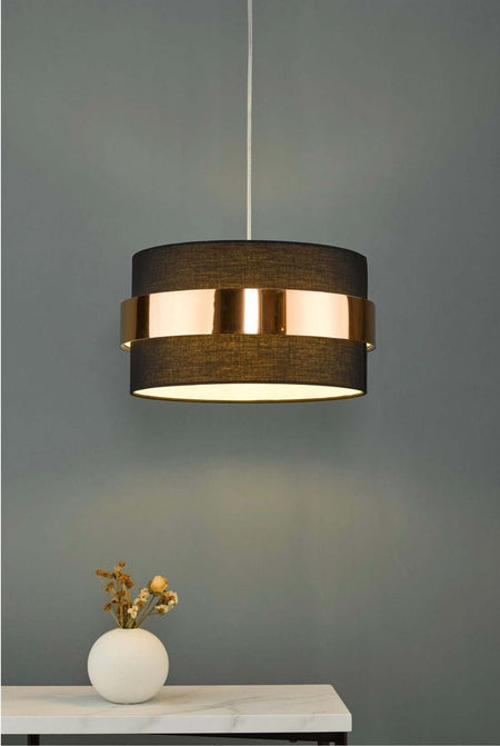 Oki Easy Fit Black Ceiling Shade with Copper Band