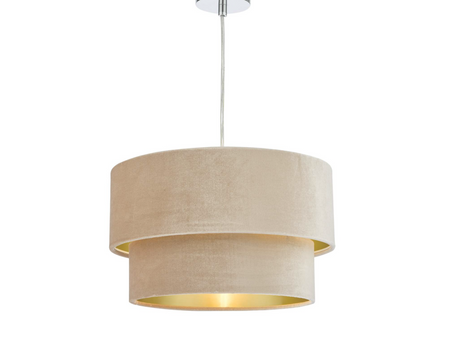 Suvan Easy Fit Tiered Velvet Shade Taupe With Gold lining