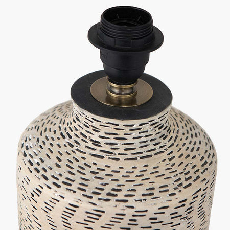 Atouk Textured Natural and Black Stoneware Table Lamp