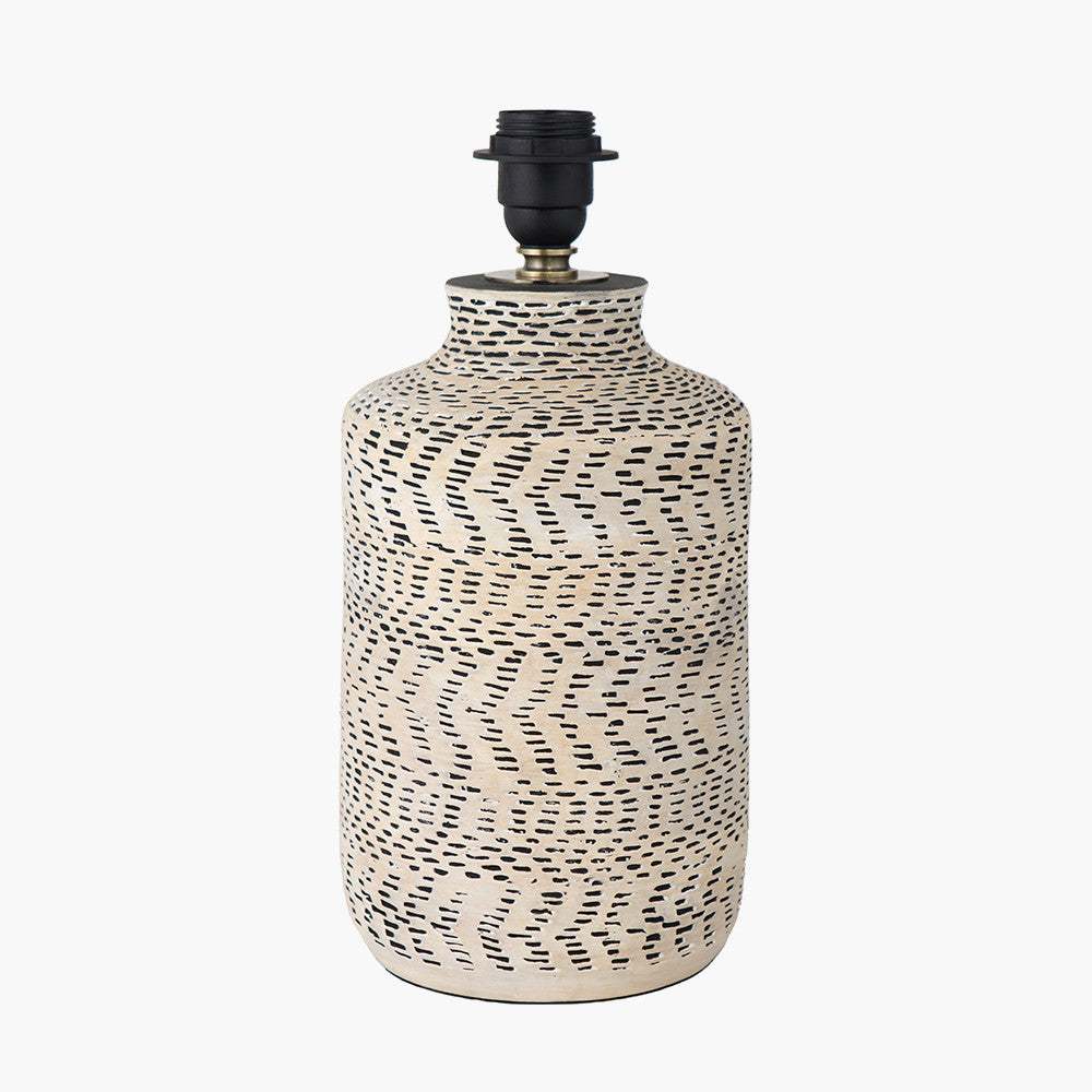 Atouk Textured Natural and Black Stoneware Table Lamp