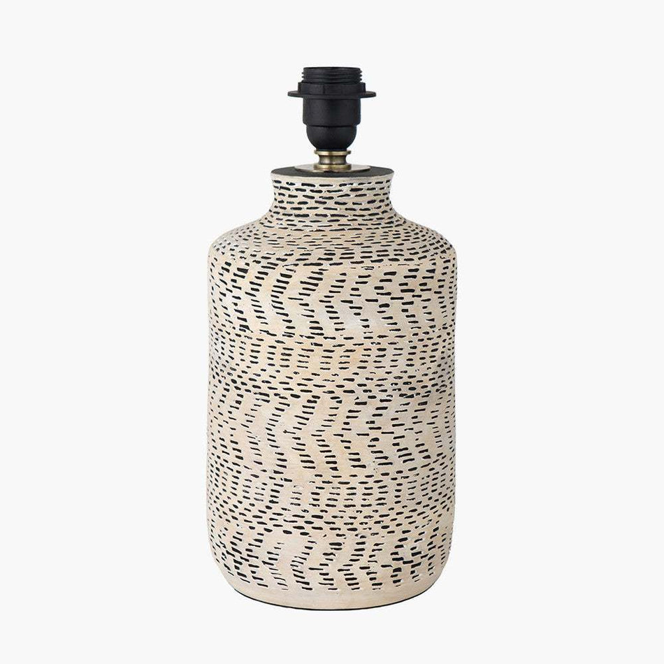 Atouk Textured Natural and Black Stoneware Table Lamp