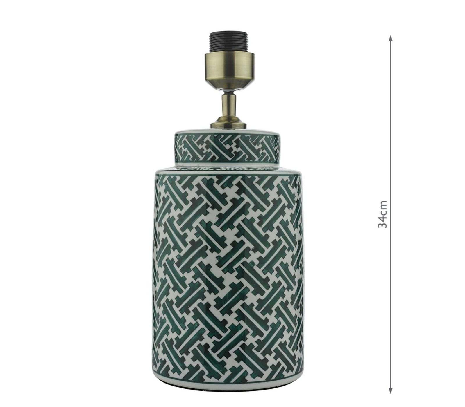 Reese Table Lamp Green Print with optional Shade