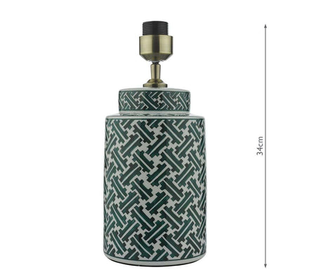Reese Table Lamp Green Print with optional Shade