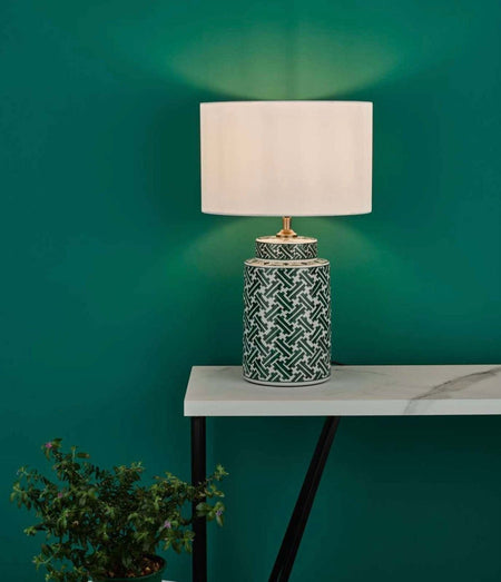 Reese Table Lamp Green Print with optional Shade