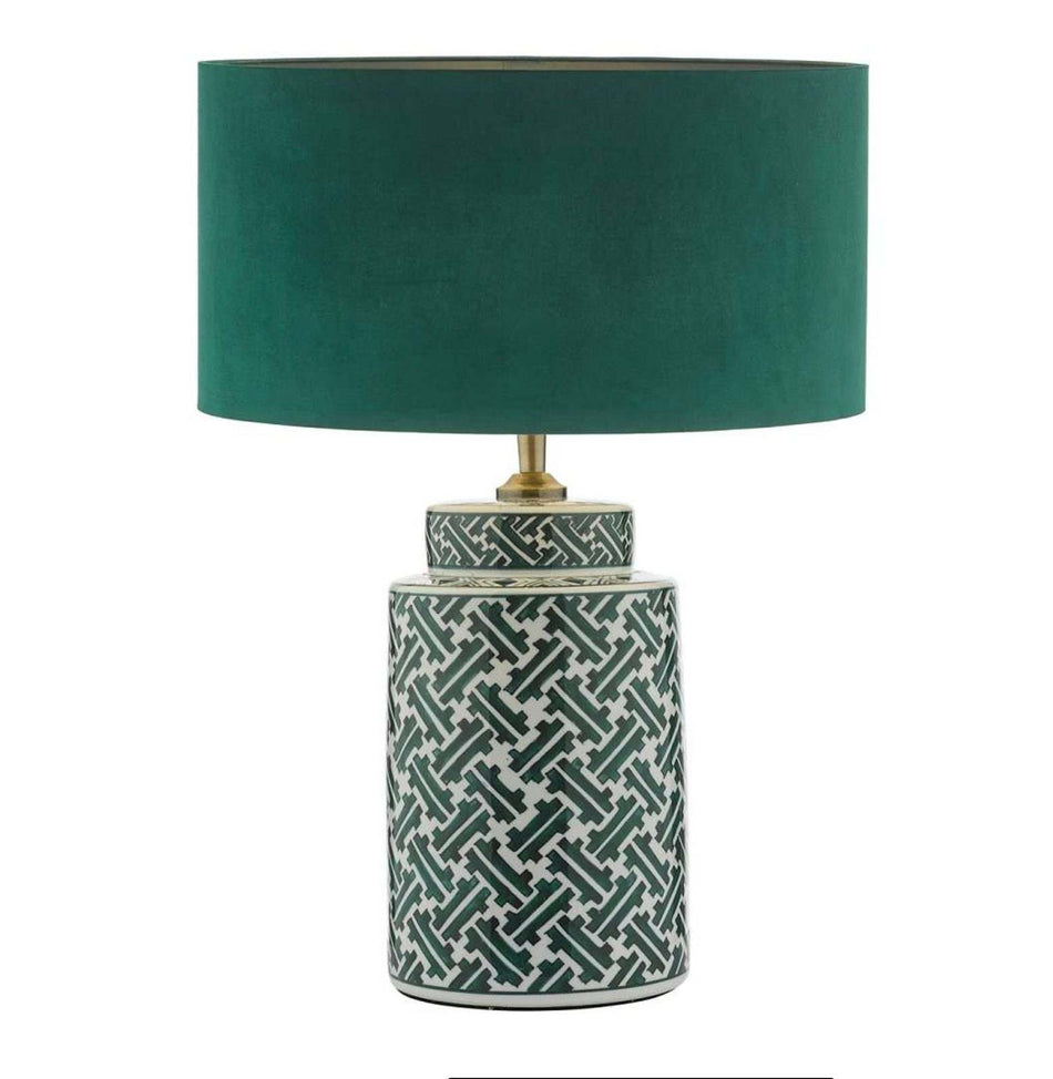 Reese Table Lamp Green Print with optional Shade