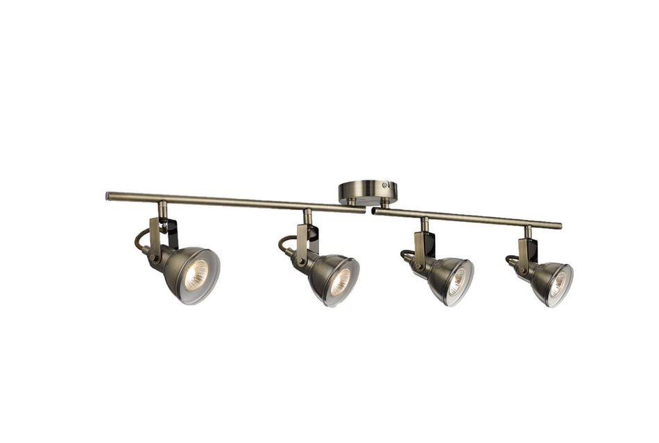 Antique Brass 4 light spotlight bar