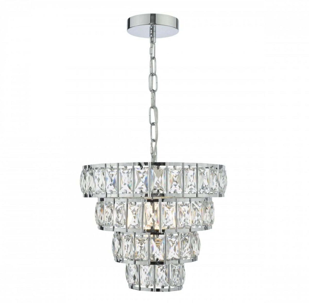 Cerys 1 Light 4 Tier Pendant Crystal & Silver