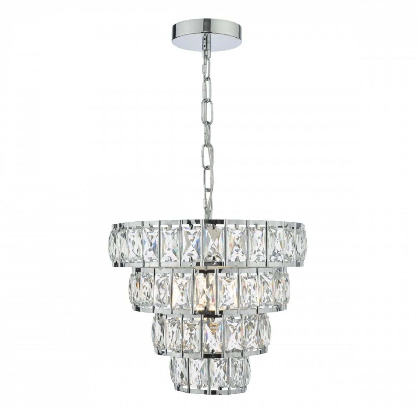 Cerys 1 Light 4 Tier Pendant Crystal & Silver