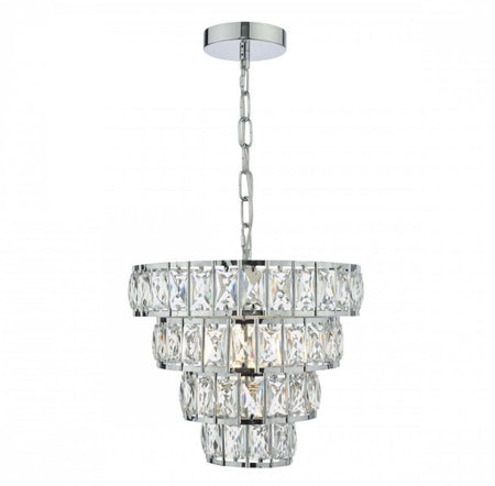 Cerys 1 Light 4 Tier Pendant Crystal & Silver