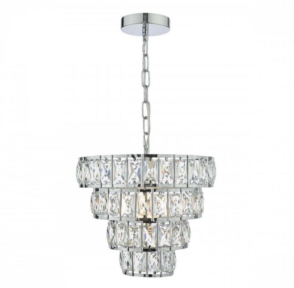 Cerys 1 Light 4 Tier Pendant Crystal & Silver