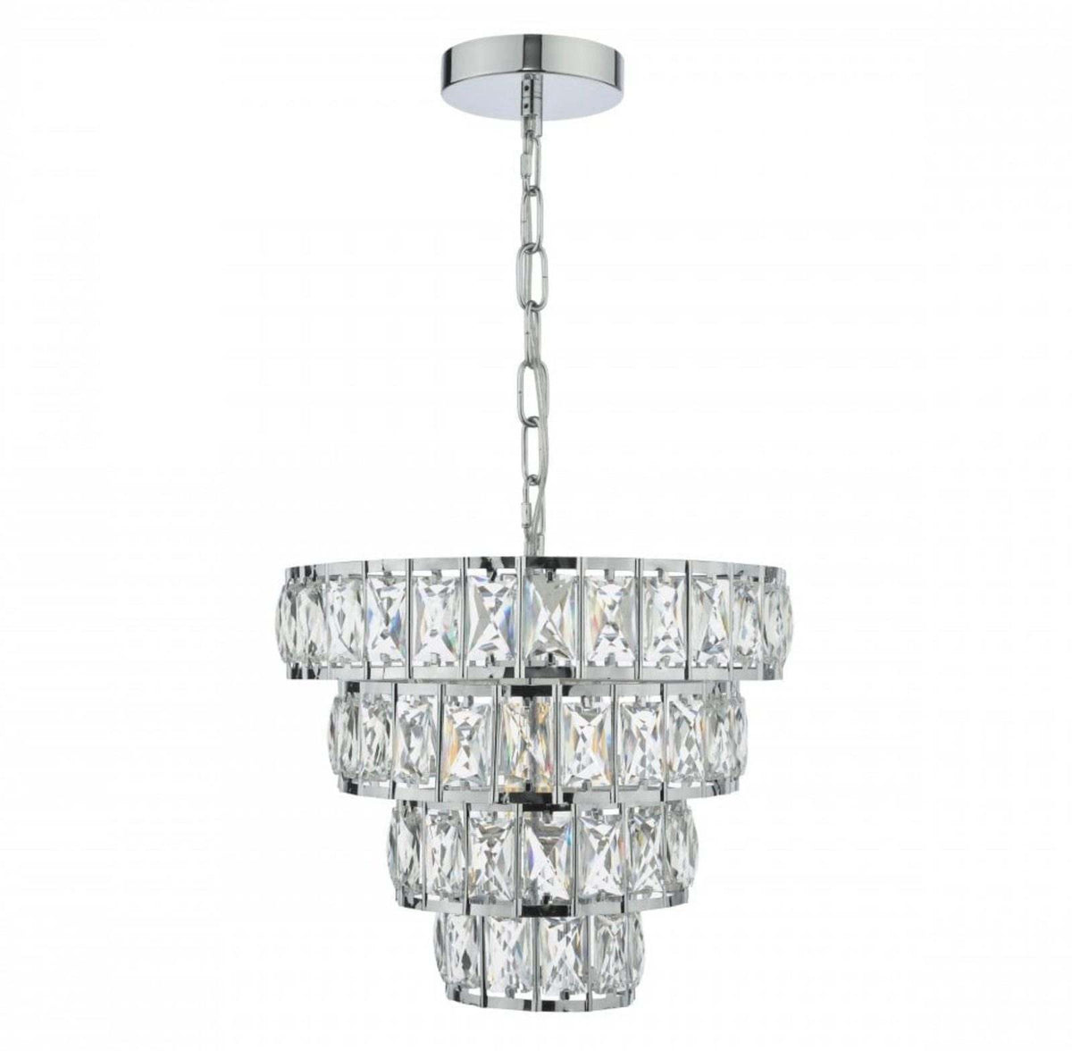 Cerys 1 Light 4 Tier Pendant Crystal & Silver