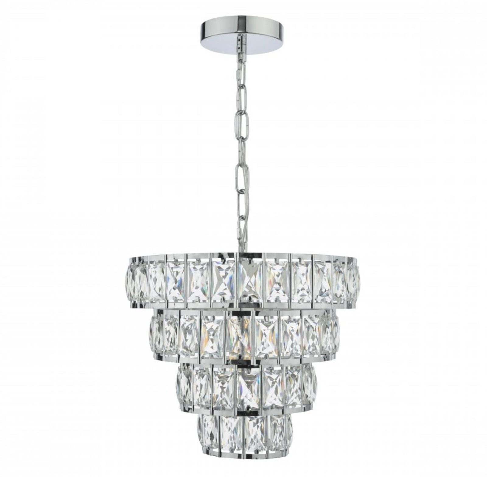 Cerys 1 Light 4 Tier Pendant Crystal & Silver